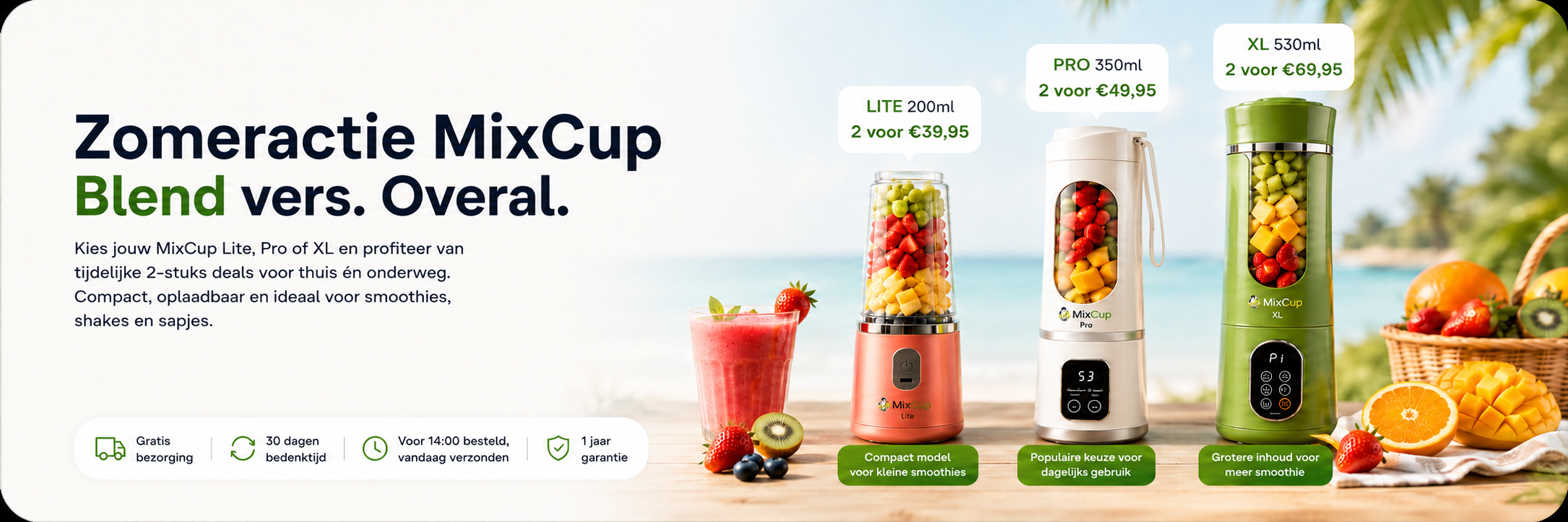 MixCup tragbarer Mixer für Smoothies, Shakes und Säfte für unterwegs